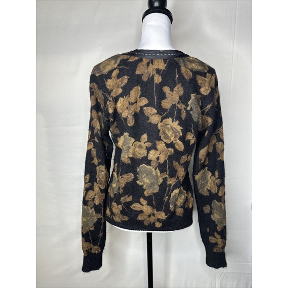 Vintage Camellia Boutique Angora Rabbit Hair Y2K Floral Cardigan Diamond Buttons - Picture 2 of 13